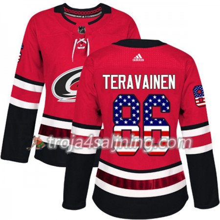 Carolina Hurricanes tröja Teuvo Teravainen 86 Röd USA Flag Fashion 2017-2018 Adidas Authentic - Dame NHL Tröjor